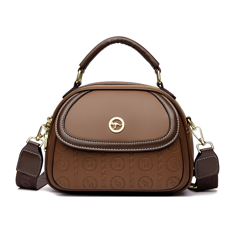 Women's Cattlehide Leather Fashion Trendy Wide Strap Handbags