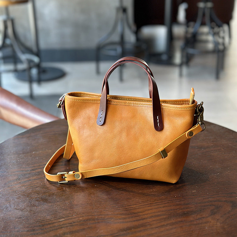 Women's Top Layer Cowhide Leather Mini Contrast Bags