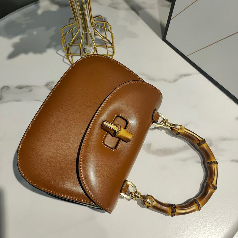 Little Retro Simple Bamboo Genuine Leather Shoulder Bags