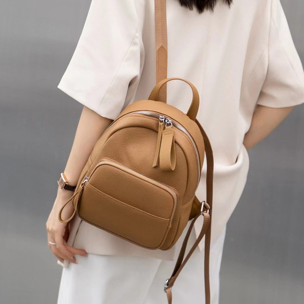 Women's Fashion Leather First Layer Cowhide University Backpacks