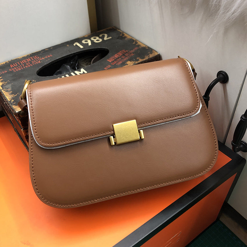 Women's Underarm Design Fashion Cattlehide Leather Shoulder Bags
