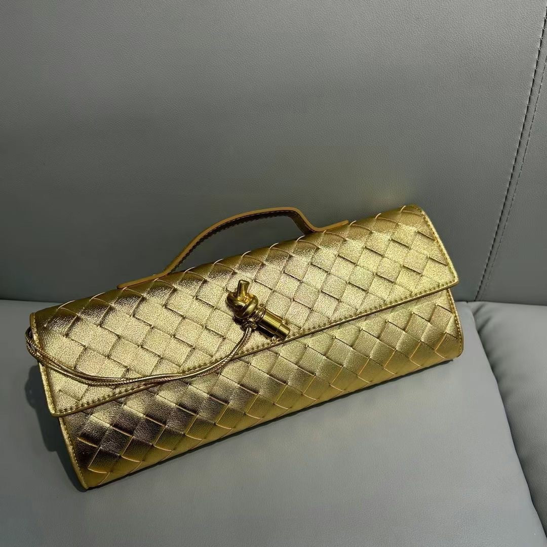 Woven Dinner Cowhide High-grade Horizontal Elegant Shoulder Bags