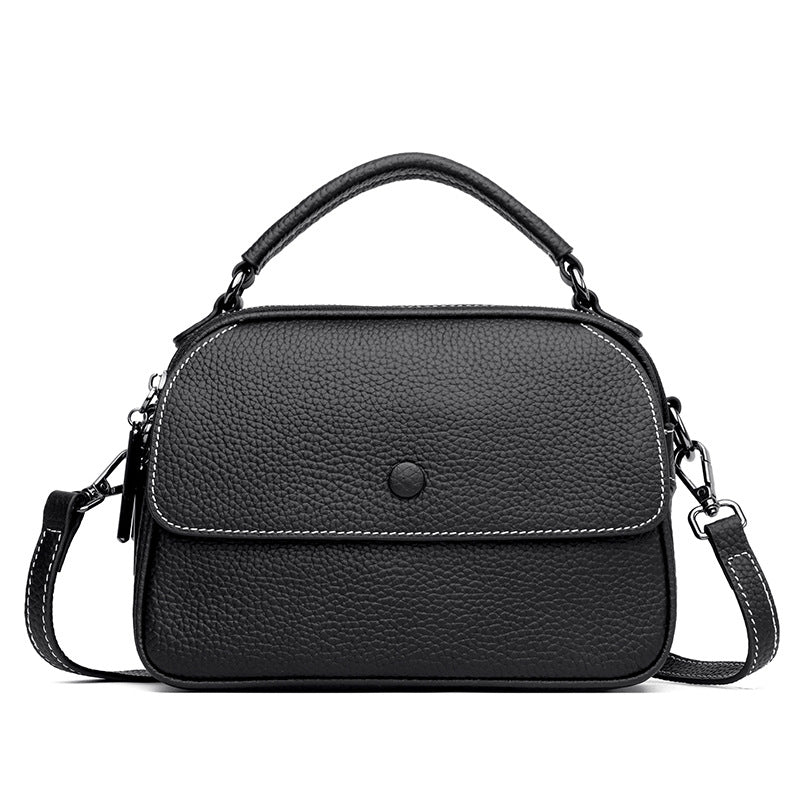 Women's First Layer Cowhide Fashion Simple Textured Shoulder Bags