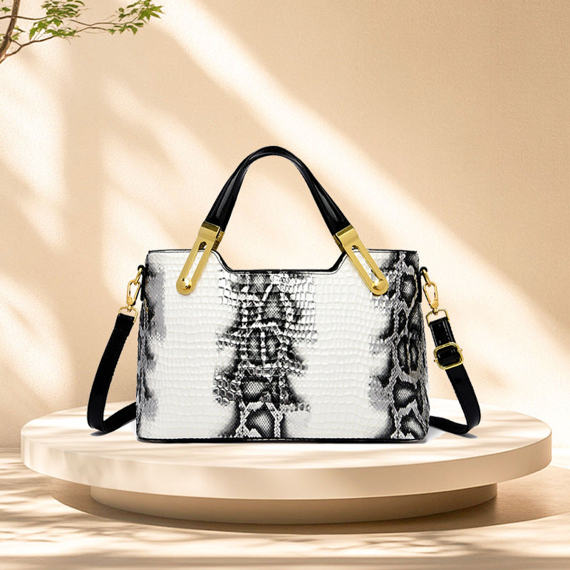 New Women's Trendy Crocodile Pattern Large Bags