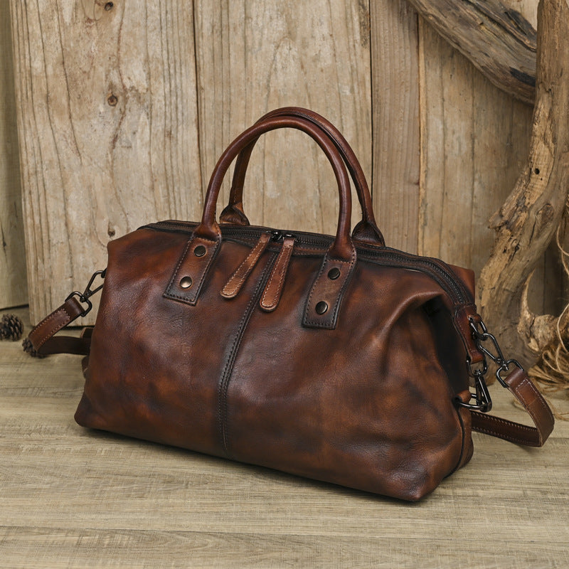 Unisex Leather Vegetable Tanned Handmade Leisure Men's Handbags