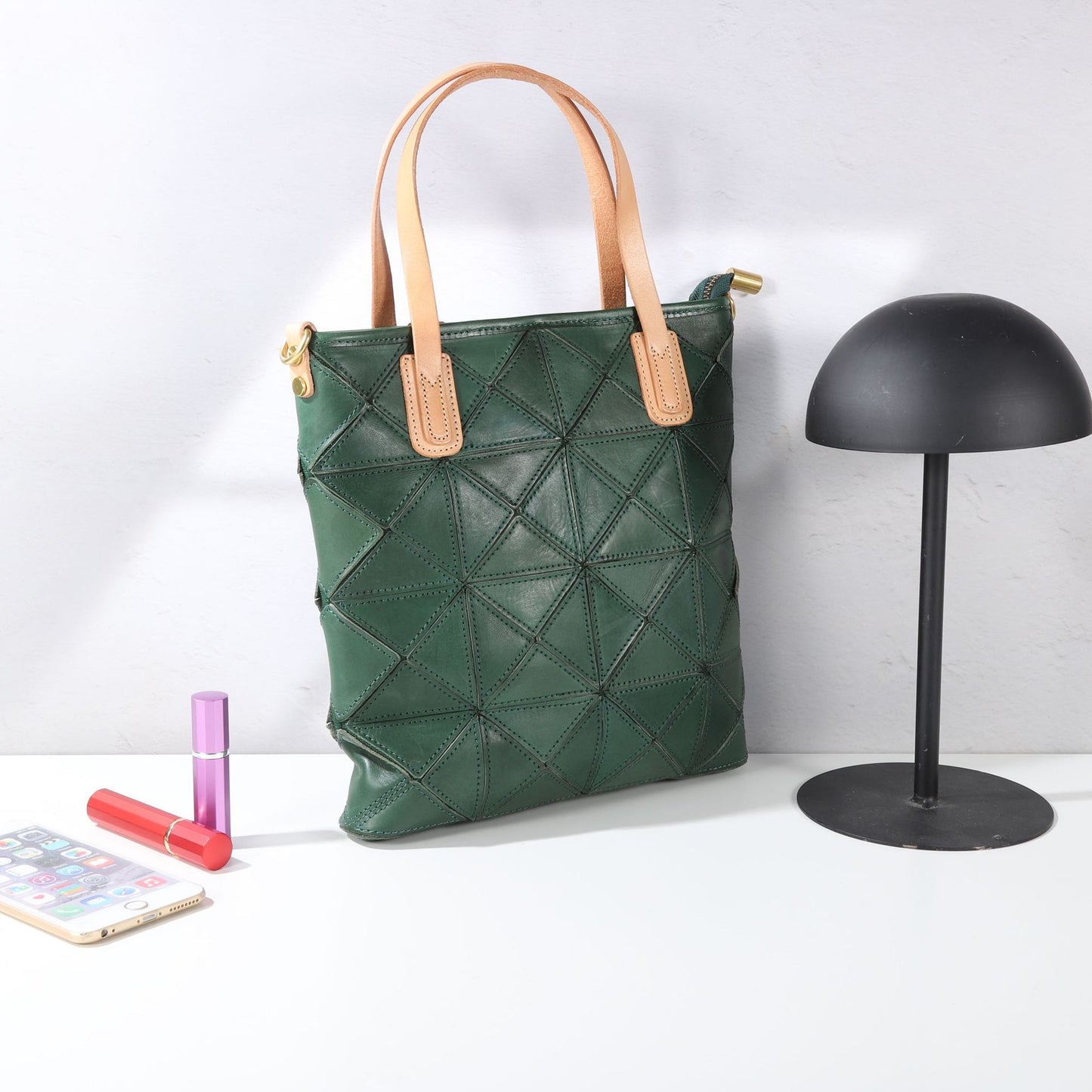 Women's Retro Top Layer Cowhide Splicing Style Shoulder Bags