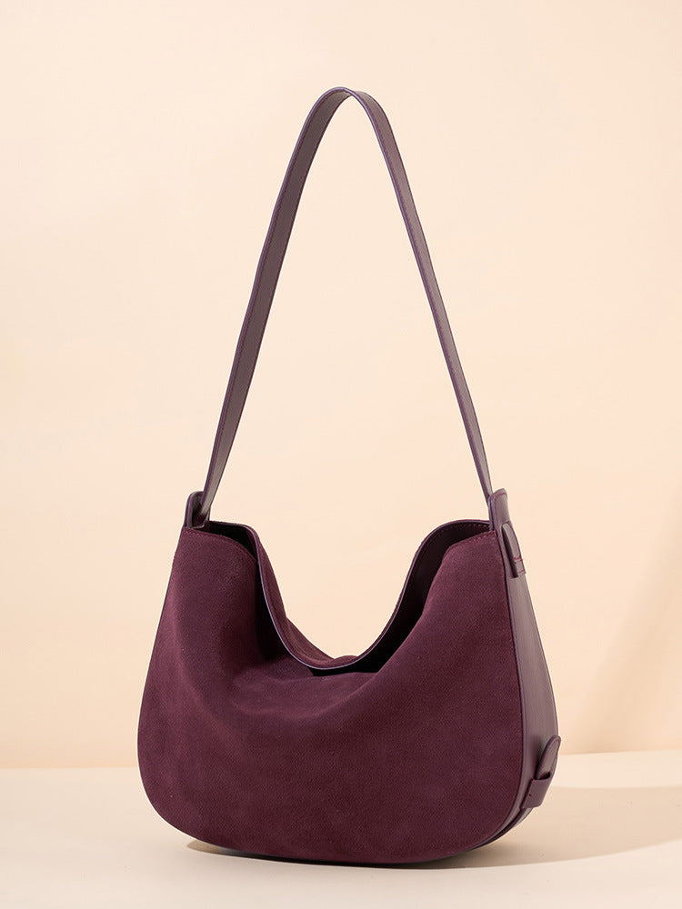 Women's Fashion Retro First Layer Frosted Underarm Crossbody Bags