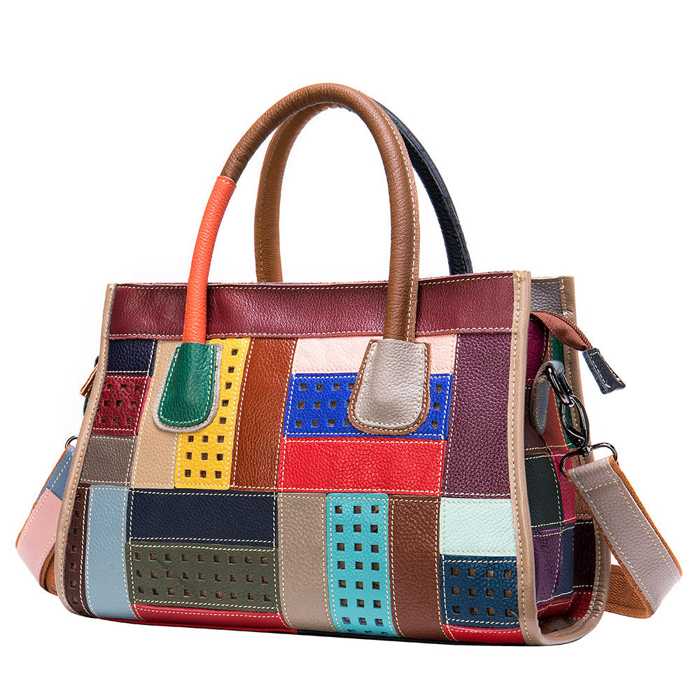 Women's Color First Layer Cowhide Patent Leather Bags