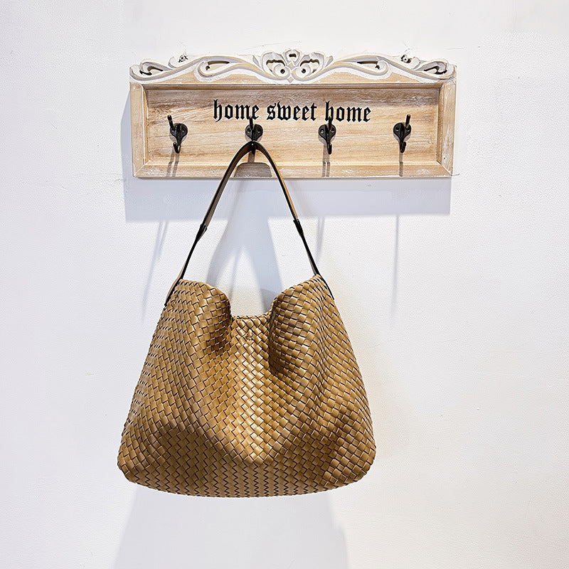 Women's Design Woven Large Capacity Totes Portable Mother Shoulder Bags