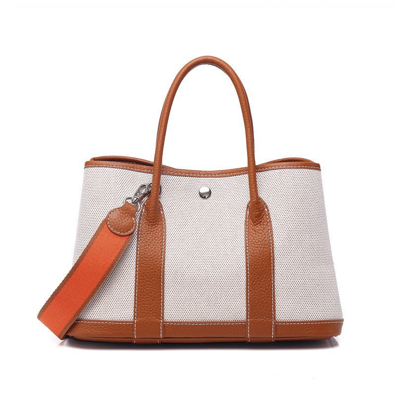 Women's With Canvas Genuine Leather Stuffed Red Handbags
