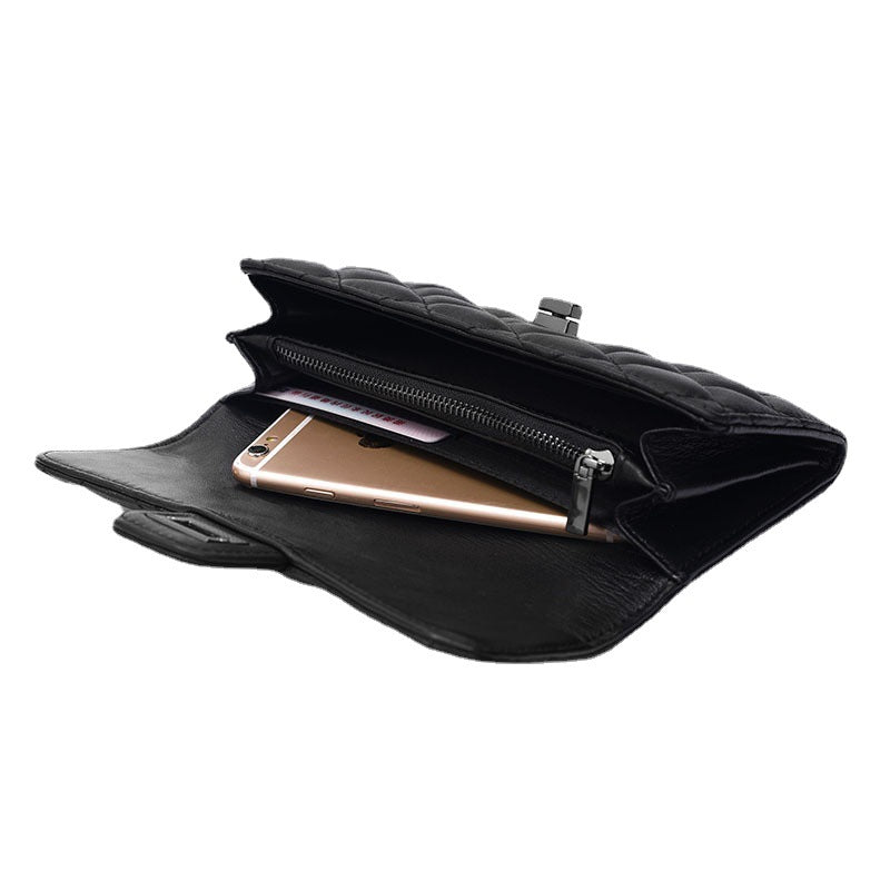 Khaki Fashion Sheepskin Simple Thin Genuine Handbags