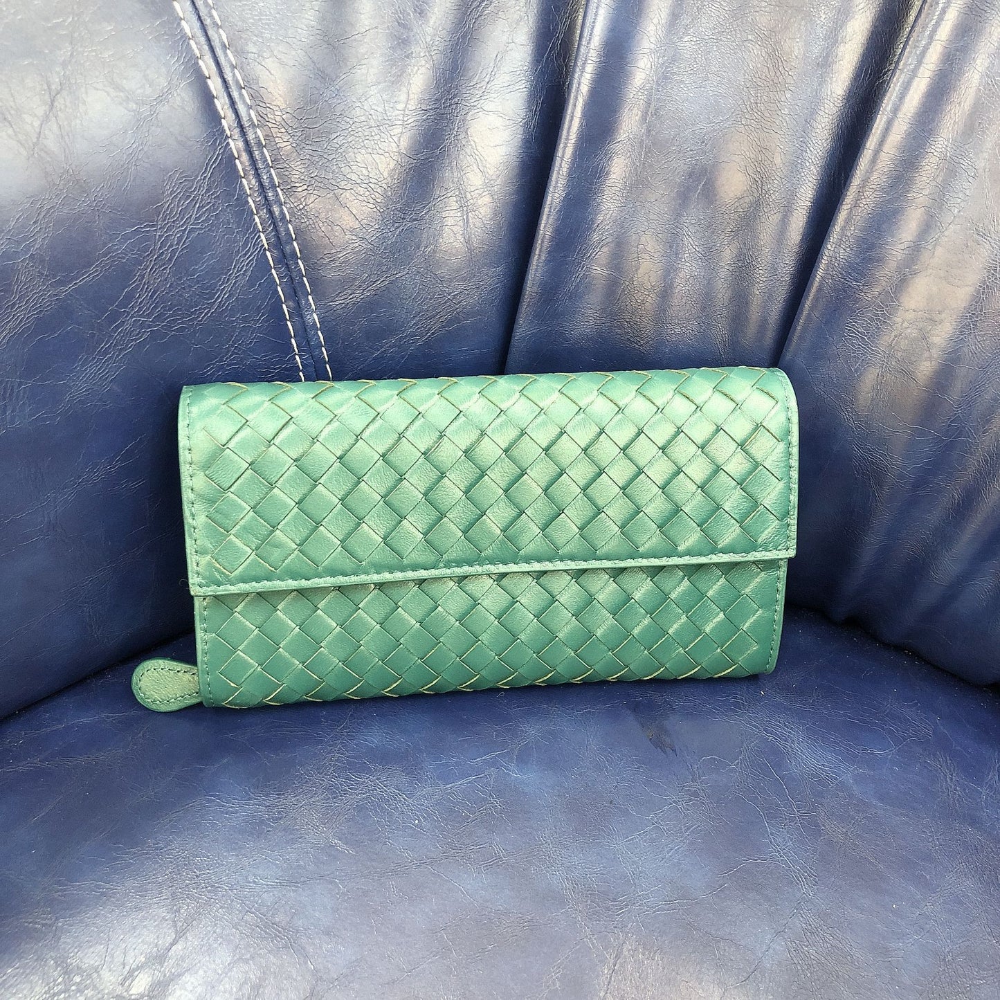 Fashion Long Lady's Sheepskin Woven Clutch Ladies Wallets