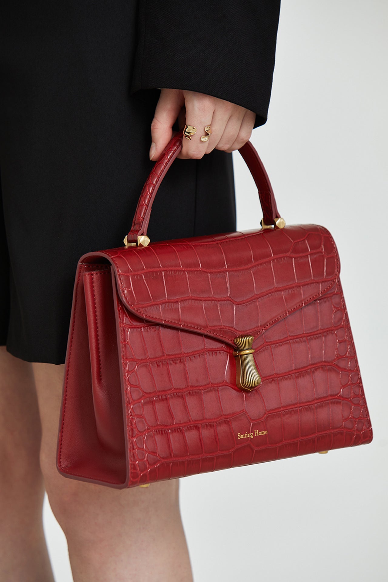 Women's High-grade Crocodile Pattern Red Wedding Portable Shoulder Bags