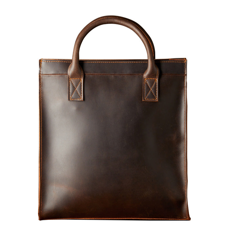 Men's First Layer Cowhide Business Commute Vintage Men's Handbags