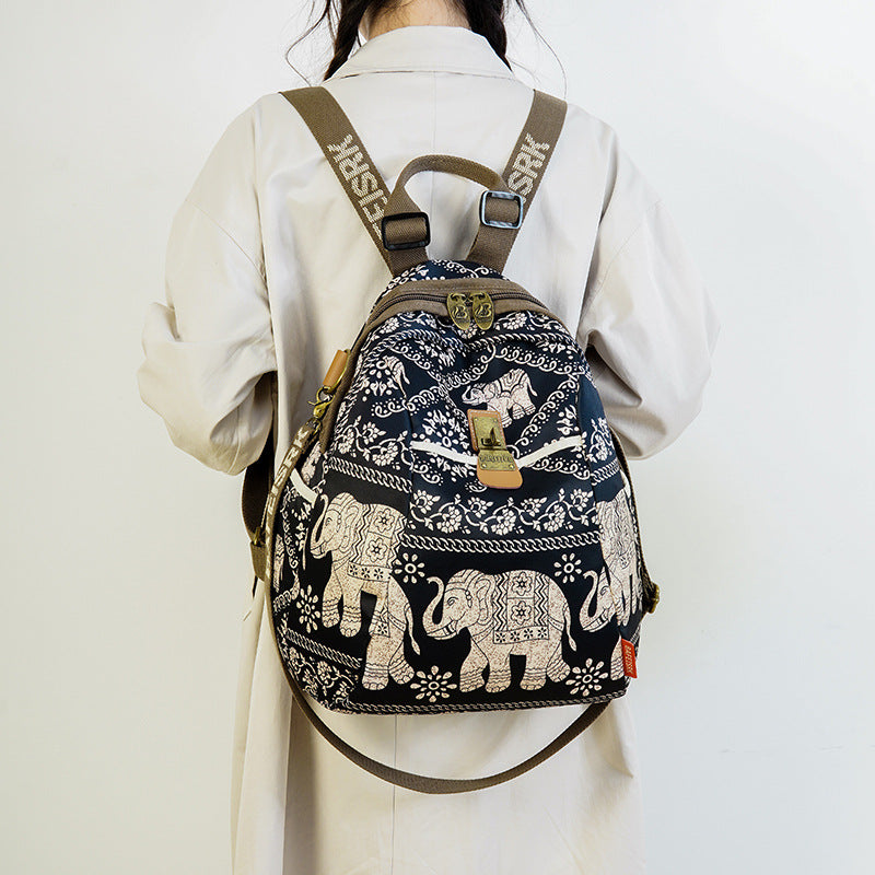 Printed Oxford Cloth National Fashion Large Backpacks