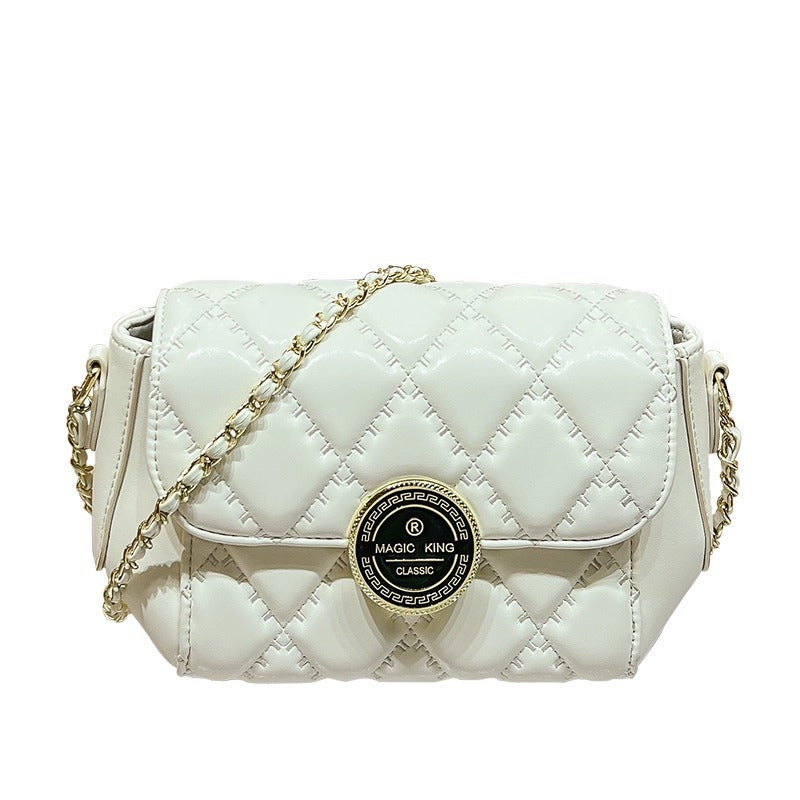 Women's Golden Balls Rhombus Chain Genuine Leather Bags