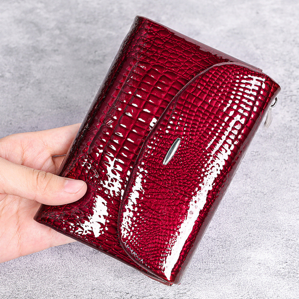 Women's Leather Patent Fashion Clutch First Layer Cowhide Ladies Wallets