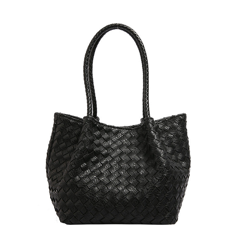 Women's French Style High Sense Woven Texture Shoulder Bags