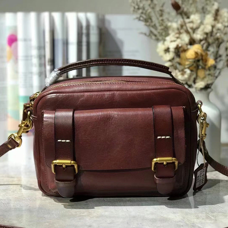 First Layer Cowhide High-grade Niche Tooling Crossbody Bags