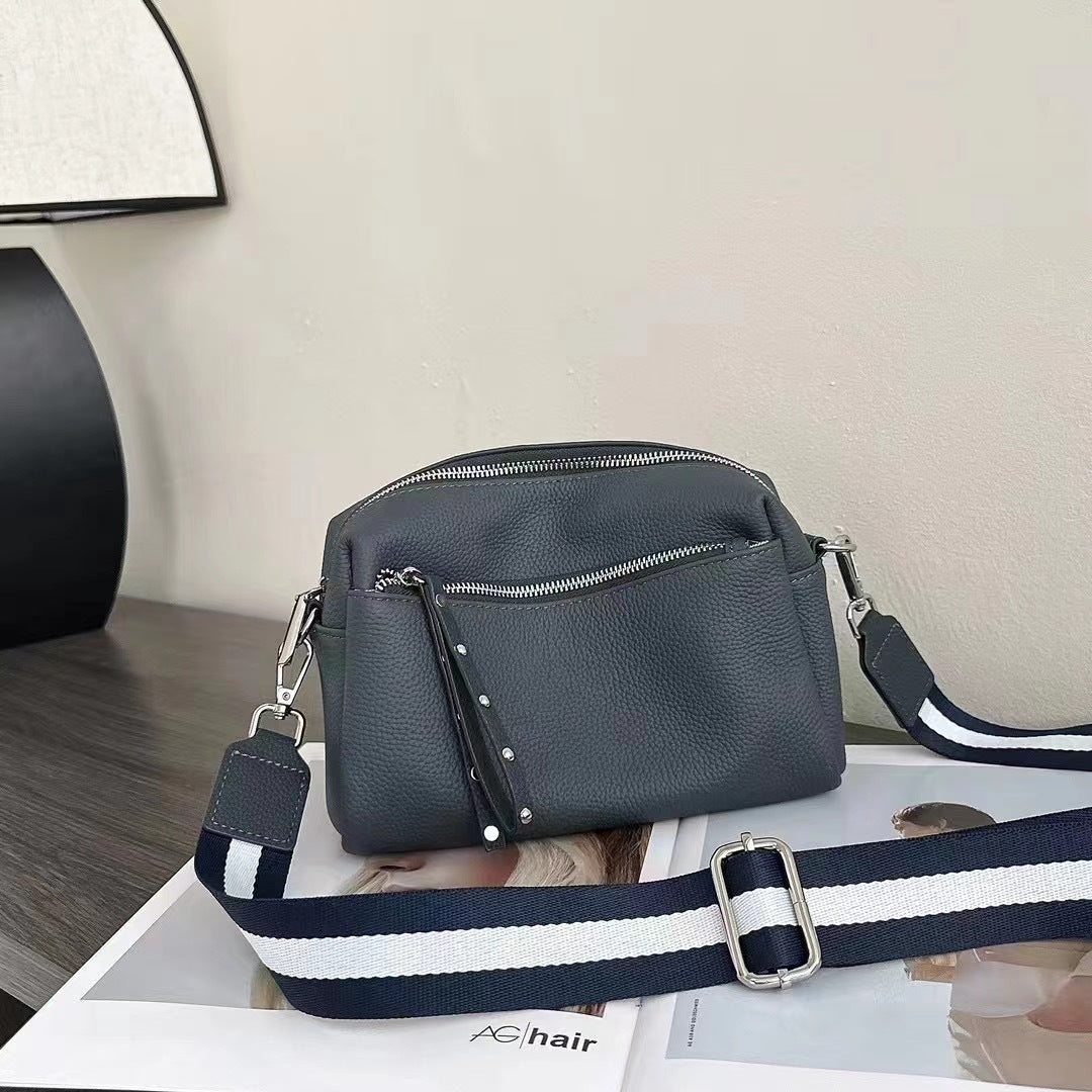 Women's Genuine Leather Wide Strap Cowhide Fashion Crossbody Bags