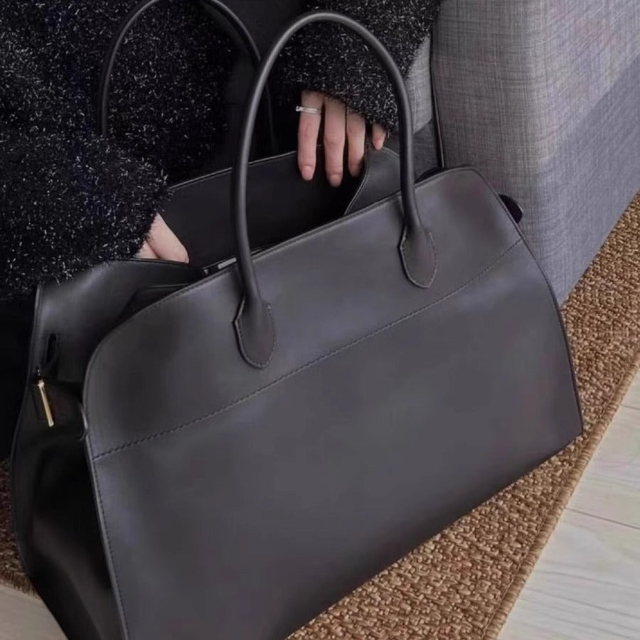 Leather Portable Dong White Lily Large Capacity Handbags