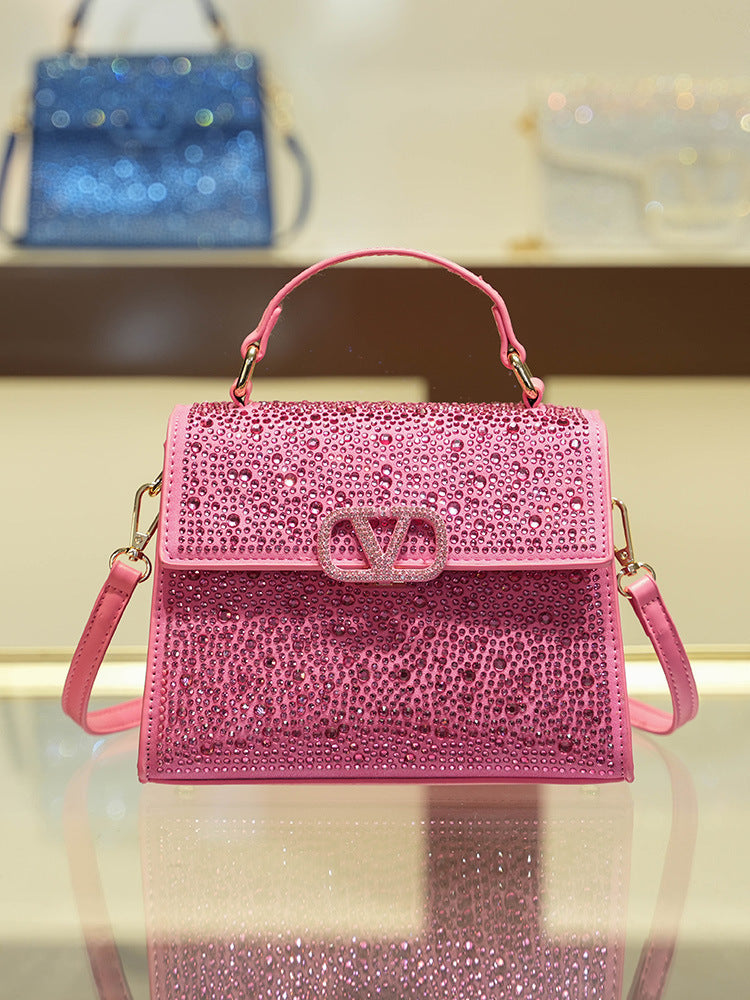 Women's Light Diamond High Quality Fashion Rhinestone Letters Crossbody Bags