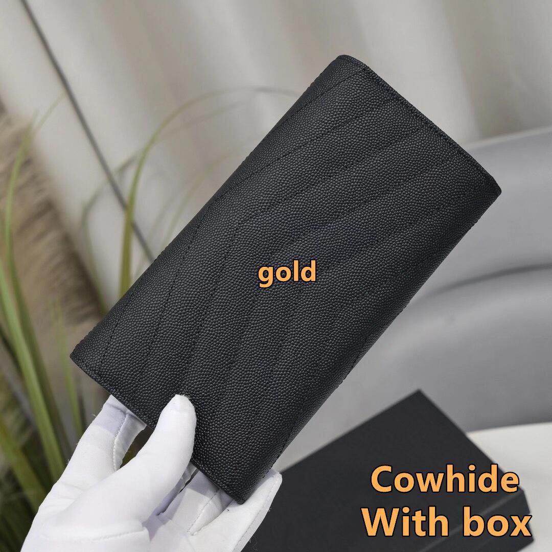 Women's Grid Classic Style Long Caviar Genuine Leather Ladies Wallets