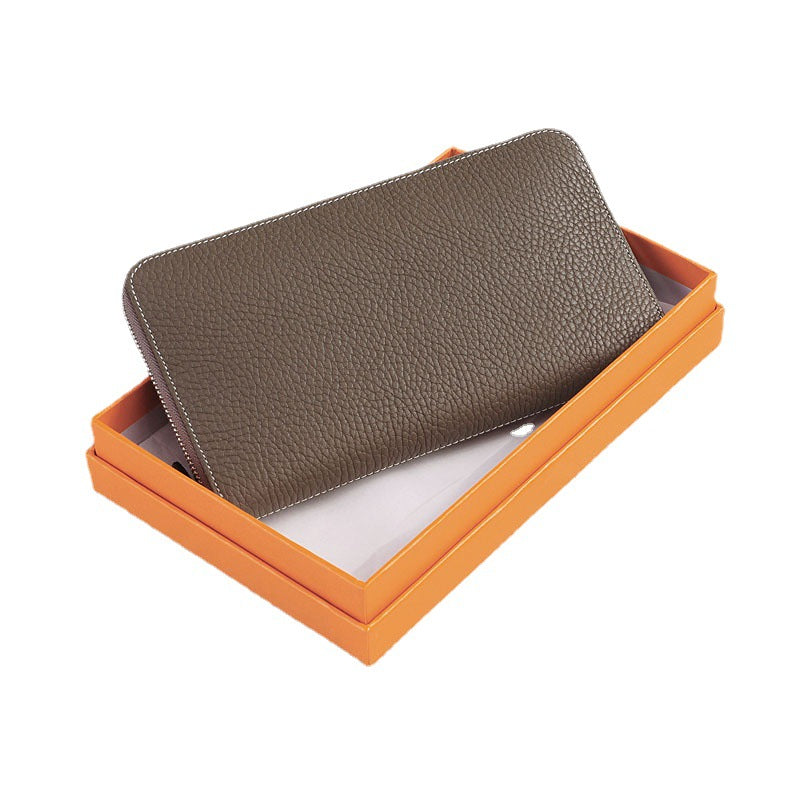 Women's Genuine Leather Long Thin Cowhide Billfold Ladies Wallets