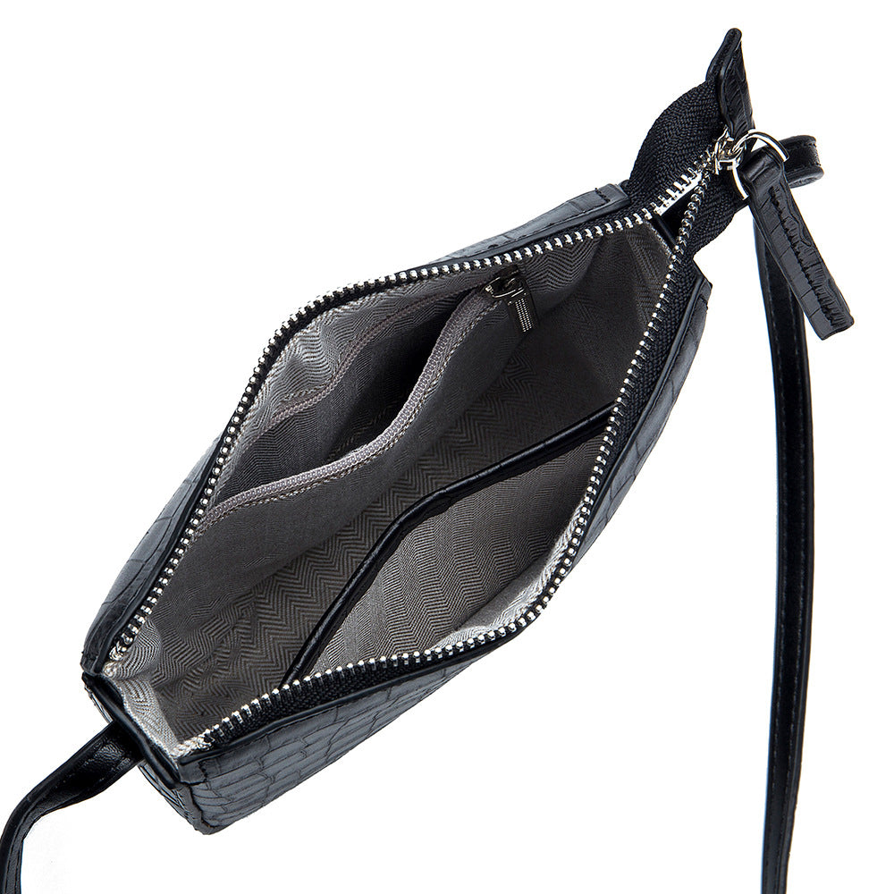 Women's Mini Saddle Female Crocodile Pattern Genuine Bags