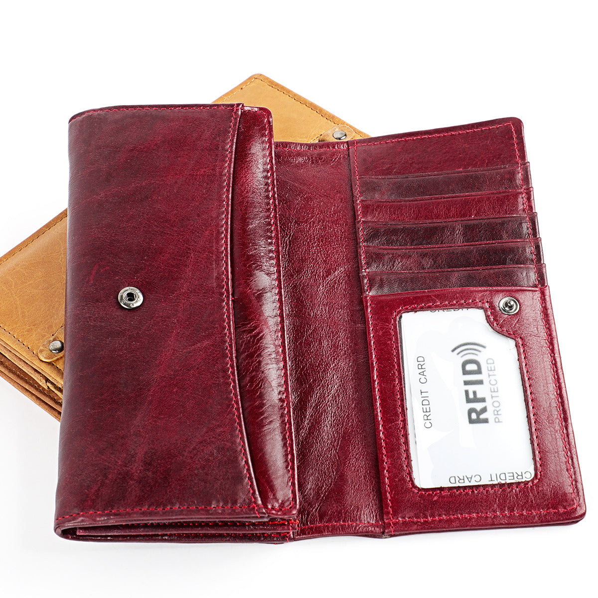 Women's Leather Clutch Large Capacity Cowhide Oil Bags