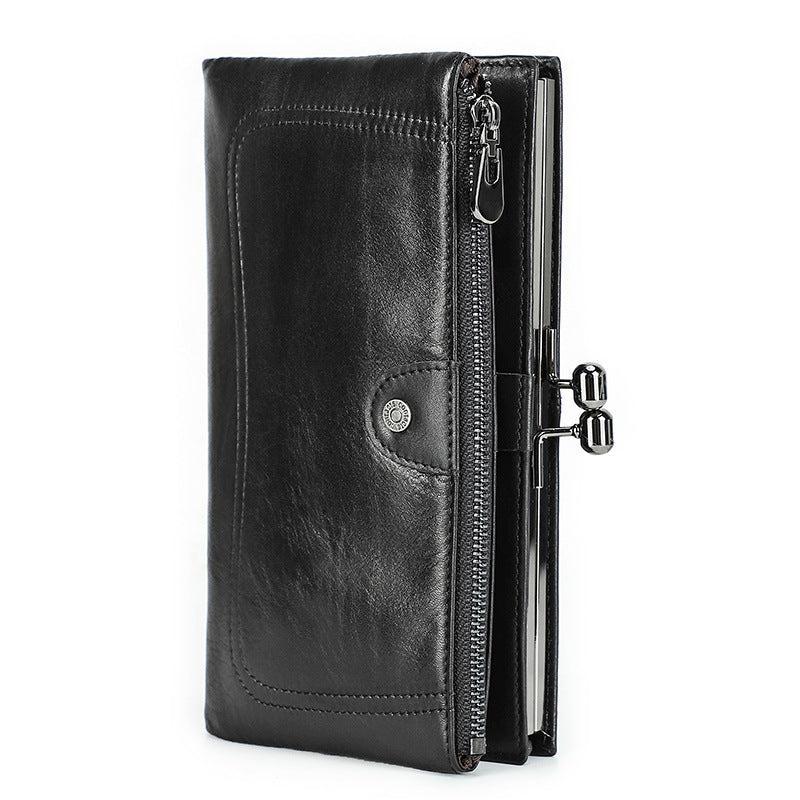 Women's Black Angel First Layer Cowhide Iron Ladies Wallets