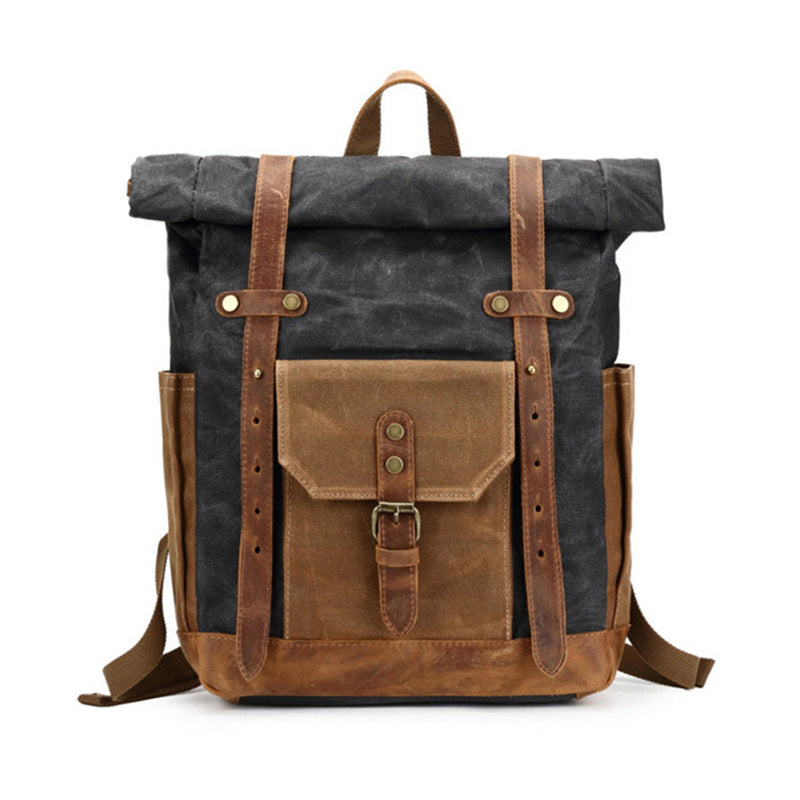 Men's Style Oil Wax Canvas Computer Fashion Backpacks