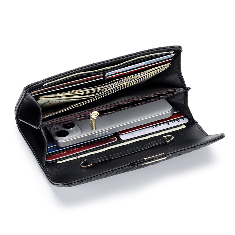 Women's Long Sheepskin Fashion Clutch Chain Leather Ladies Wallets