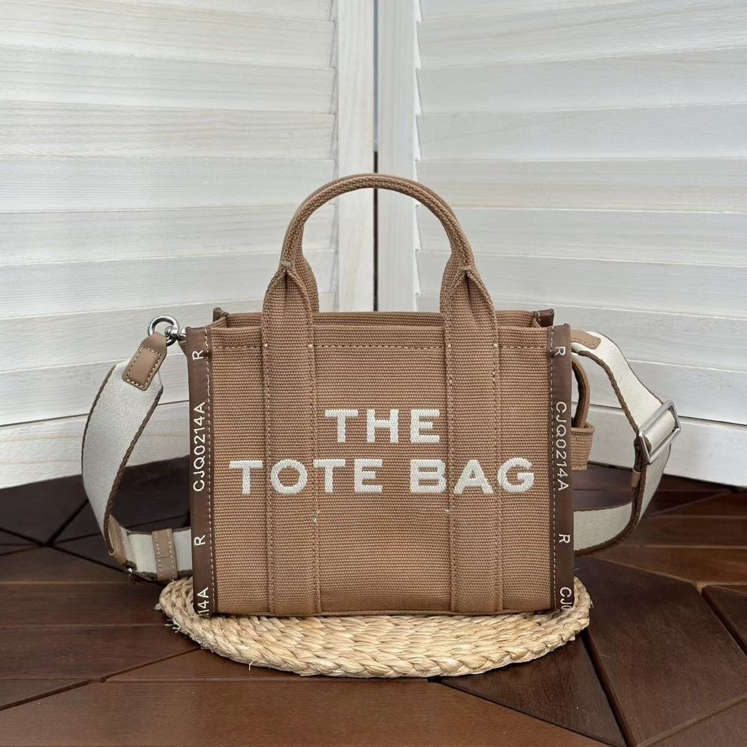 Women's Horse Letter Jacquard Canvas Shopping Commuter Shoulder Bags