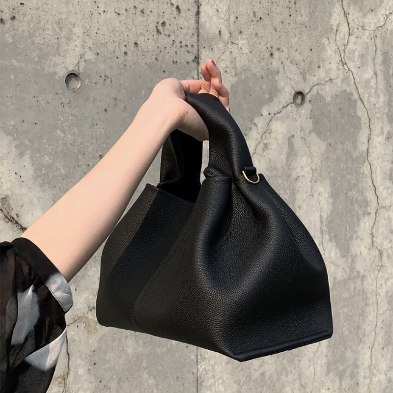 Women's French Minority Solid Color Lunch Box Handbags