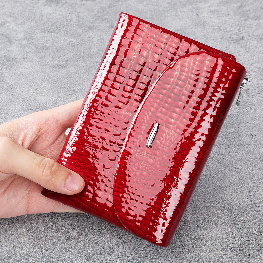 Women's Leather Patent Fashion Clutch First Layer Cowhide Ladies Wallets