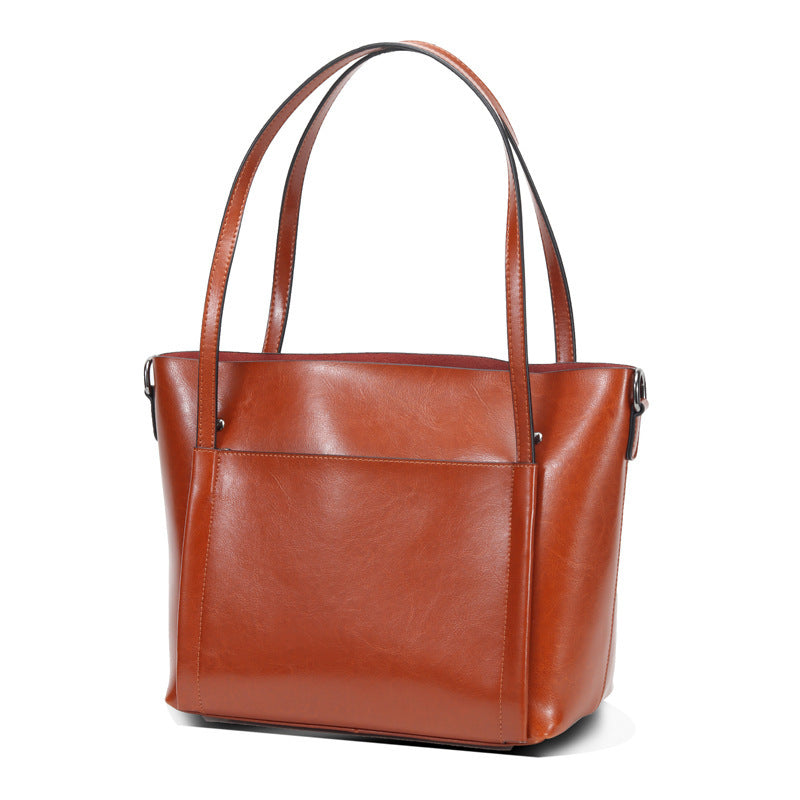 Women's Large Capacity High-grade Exquisite Commuter Leather Shoulder Bags