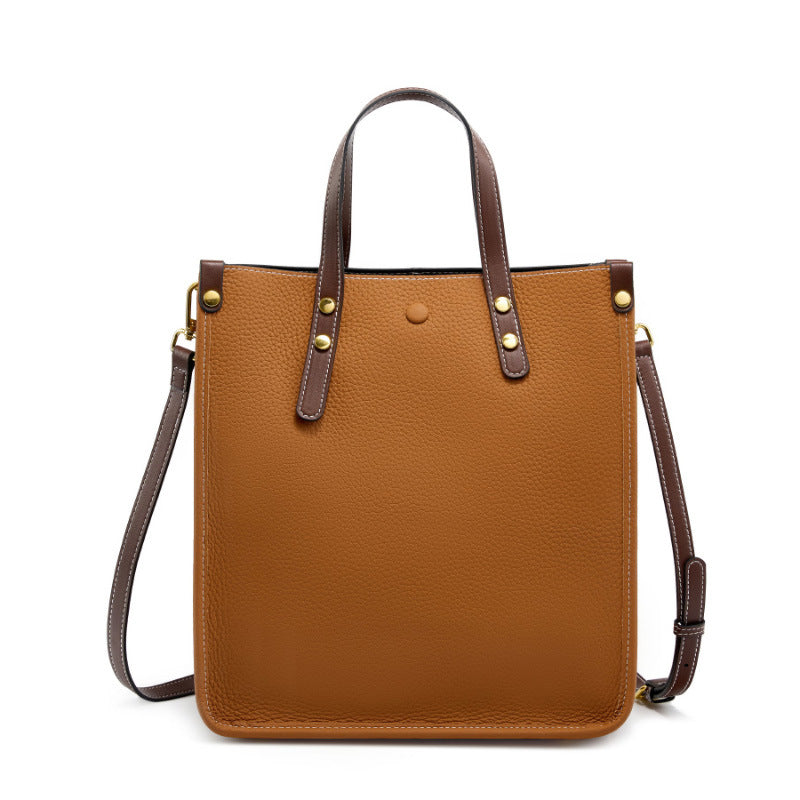 Leather Vertical First Layer Cowhide Commuter Handbags