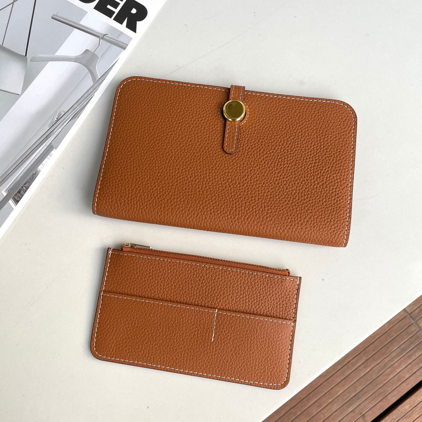Women's Layer Cowhide Long Passport Folding Large Ladies Wallets