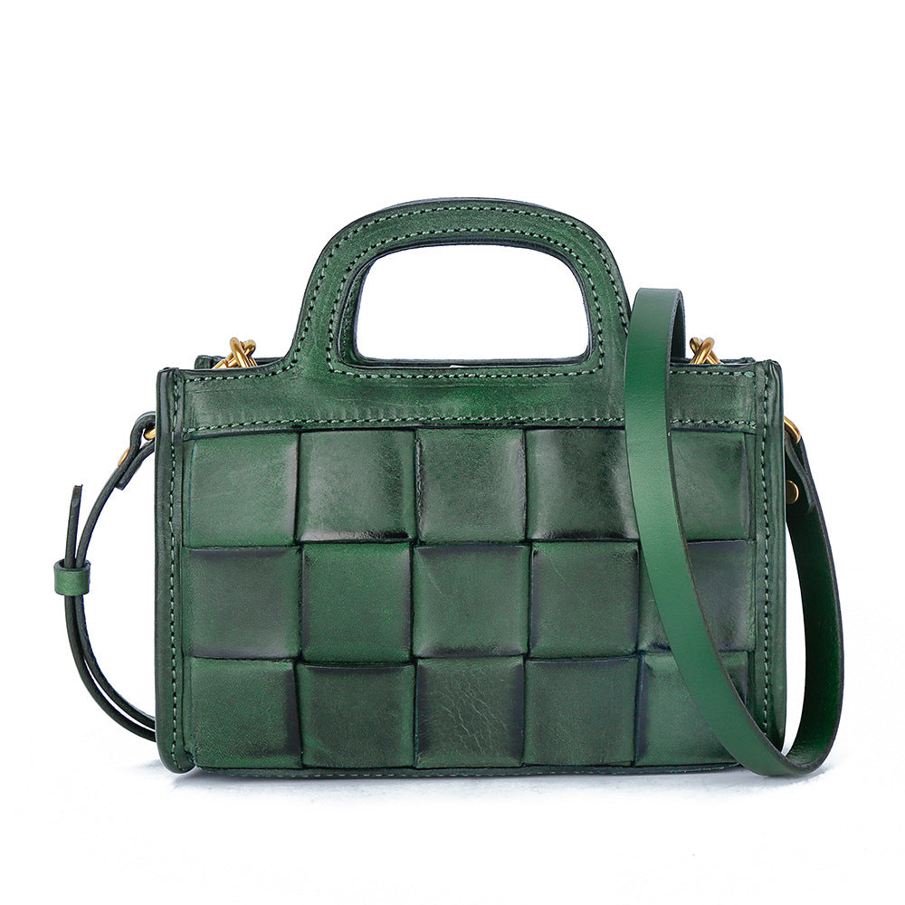 Women's Genuine Leather Woven Retro Fashion Crossbody Bags