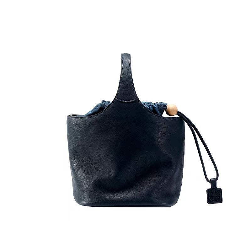 Women's Vegetable Tanning Leather Genuine Flower Basket Handbags