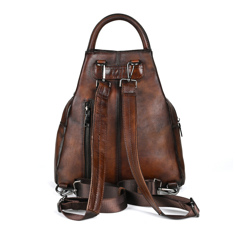 First Layer Cowhide Retro Style Brushed Large Backpacks