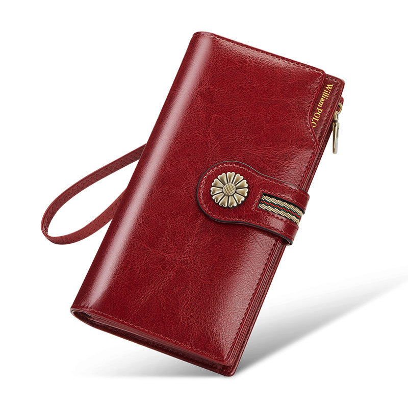 Women's Paul High-grade Leather Long Cowhide Swiping Ladies Wallets