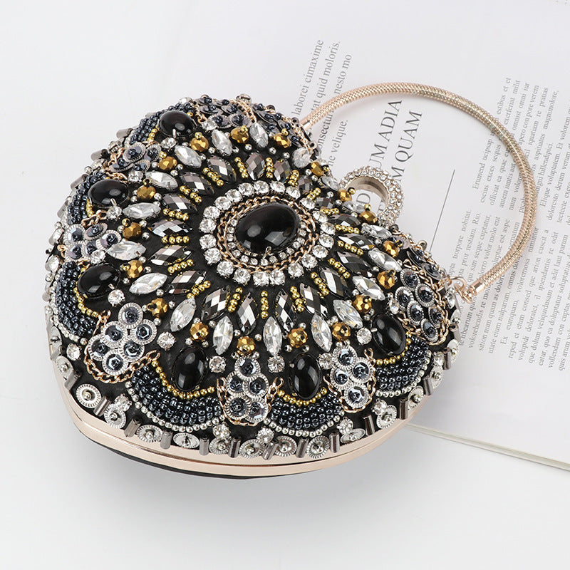 Women's Retro Dinner Black Love Elegant Dress Evening Bags