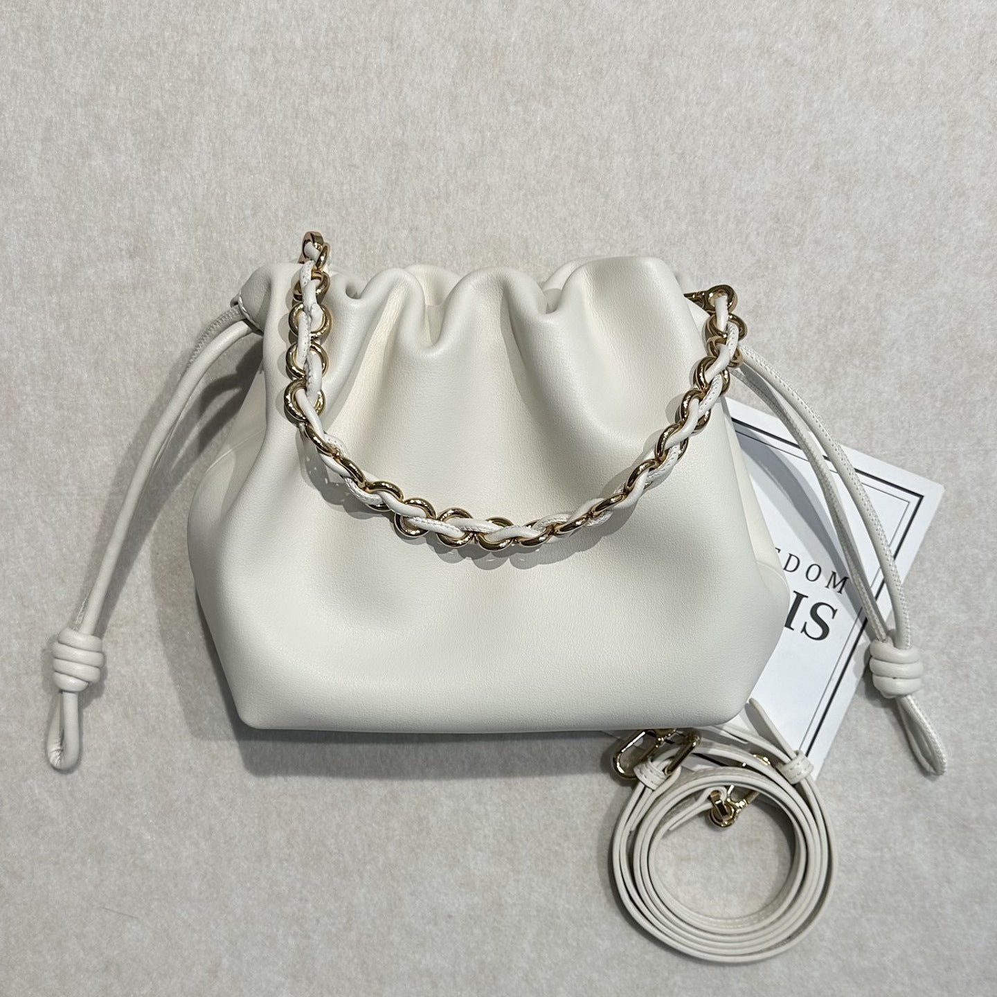 Women's Drawstring Lucky Genuine Leather Exquisite Hand Bags