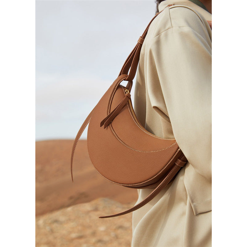 Women's French Design Advanced Texture Selenodont Leather Shoulder Bags