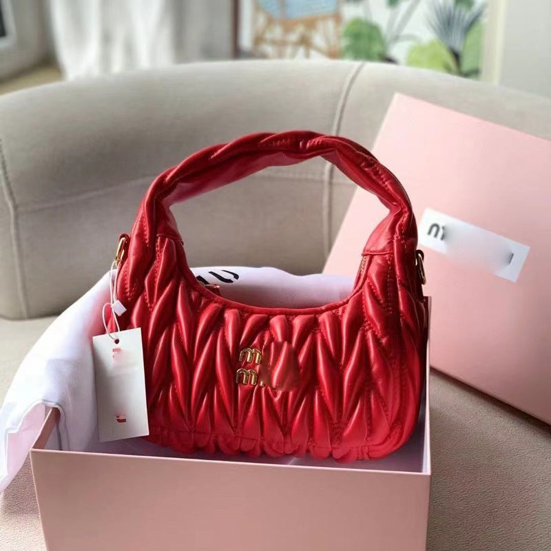 Women's Home Portable Underarm Pleated Cloud Fashion Armpit Bags