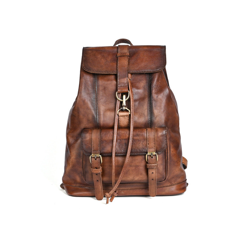 Hand-rub Color Vegetable Tanned Leather Leisure Backpacks