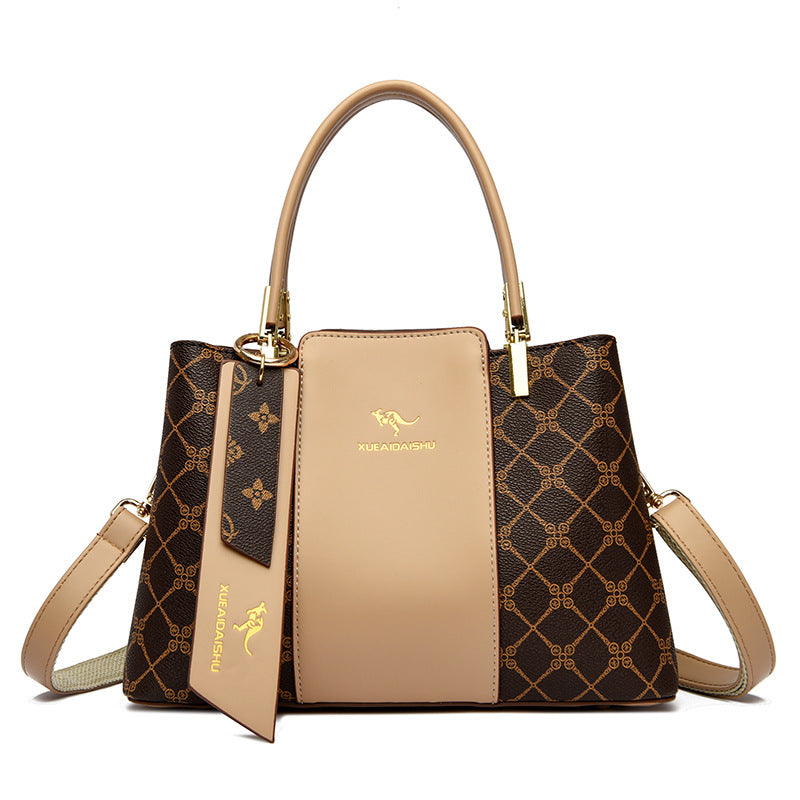 Women's Snow Love Kangaroo Winter Soft Leather Stitching Handbags