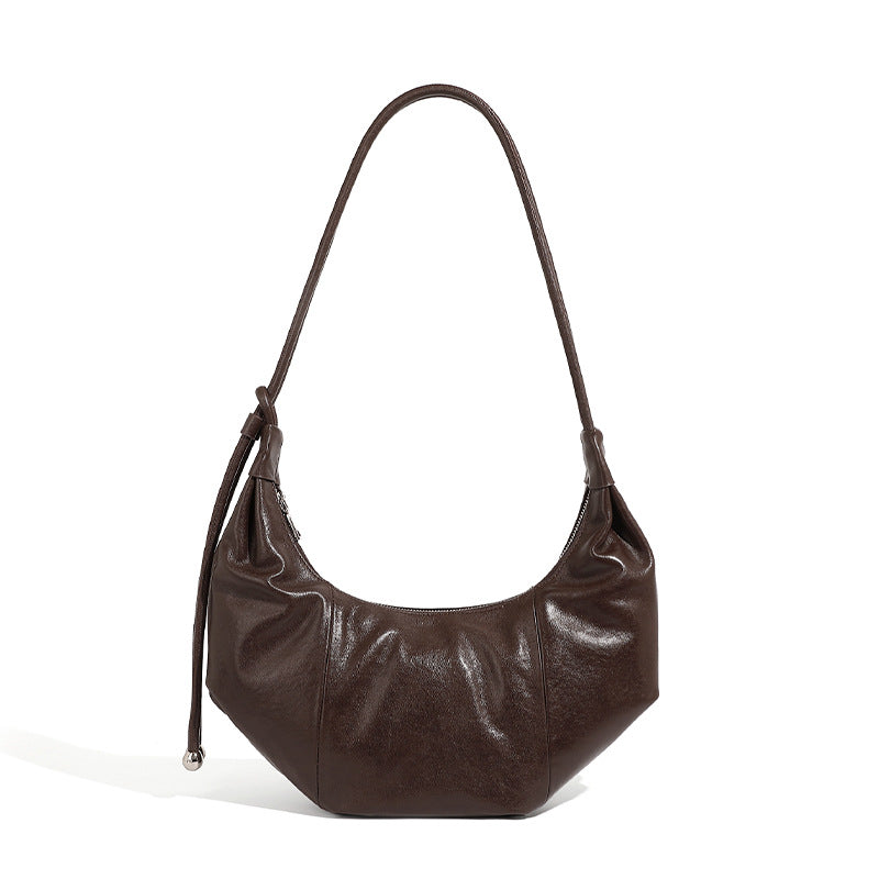 Women's Croissant Genuine Leather Underarm Commuter Large Shoulder Bags